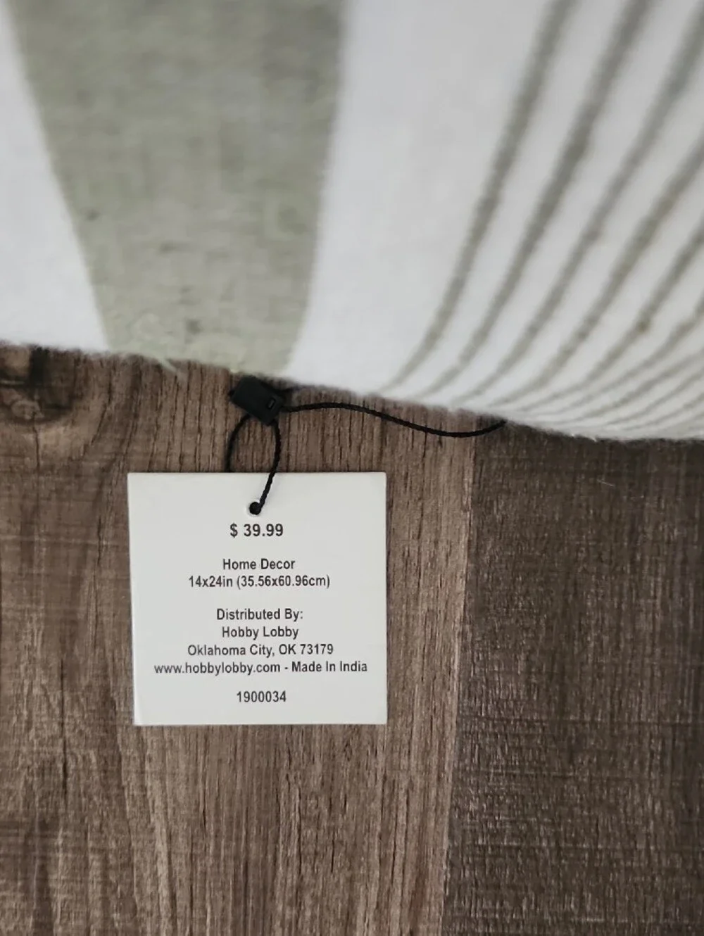Hobby Lobby Green and White Striped Lumbar Pillow 14X24